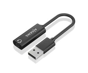 Convertisseur AISENS USB-A vers Audio 48 KHz USB-A/M-Jack 3,5/H Noir 10 cm