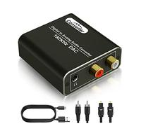 Convertisseur audio numérique vers analogique - DAC 192 KHz avec Toslink optique et SPDIF coaxial vers RCA L/R et jack 3,5 mm pour TV, DVD, Blu-Ray, Home Cinéma