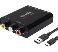 Convertisseur AV/RCA vers HDMI,Aluminium Durable,sans Latence,4:3/16:9,Plug & Play,USB-C,Compatible PS,N64,Snes,DVD,VHS,PC.