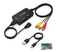 Convertisseur AV vers HDMI 1080P, Adaptateur RCA vers HDMI avec Câble HDMI et Alimentation USB, Boîtier de Conversion Vidéo Analogique Numérique pour Lecteur DVD VHS Console Rétro Caméra TV Moniteur