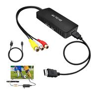 Convertisseur AV vers HDMI, Adaptateur RCA vers HDMI, Audio Vidéo Mini CVBS vers HDMI 1080P, Compatible avec DVD VHS Consoles Jeu, pour HDTV Moniteurs Projecteurs, Câble HDMI Alimentation USB Inclus