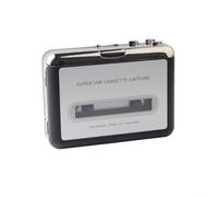 Convertisseur cassette vers MP3, lecteur de cassette USB portable avec prise jack 3,5 mm pour numériser de vieilles bandes, ABS argenté rétro avec roue en cuivre