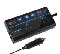 Convertisseur Convertisseur DC 12V/24V vers AC 110V/220V Chargeurs USB/PD/Type-C 200W 8 Ports Interrupteur Marche/arrêt Adaptateur Secteur Onduleur Voiture(ABS B)