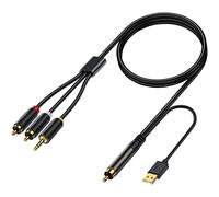 Convertisseur DAC Audio Numérique vers Analogique, Coaxial vers L/R RCA, Entrée Coaxiale Stéréo Analogique RCA L/R et Sortie Jack 3,5mm Convertisseur Signal pour HDTV Blu-ray DVD Sky HD TV Box 150cm