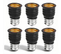 Convertisseur d'adaptateur E12 à E14, adaptateur d'ampoule de douille de lumière en cuivre pour Garages, chambres à coucher, salons, cuisines, couloirs 6 pièces (black)