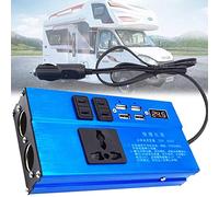 Convertisseur DC 12V/24V à AC 230V Pur Sinus 300W/500W Onduleur Transformateur Onde Sinusoïdale Pure avec écran LCD & 3 Prises EU & 4 Ports USB,pour RV Voiture de Camion,300W-12V/24Vcurrent220V