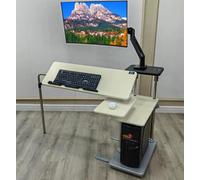 Convertisseur De Bureau Debout à Moniteur Unique De 32 Pouces, Support D’Ordinateur à Suspension Mécanique Puissant, Double Usage, White, Left