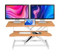 Convertisseur de bureau debout de 96,5 cm réglable en hauteur pour poste de travail assis-debout, double moniteur et ordinateur portable avec large plateau pour clavier, pour la maison, l'école