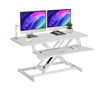 Convertisseur de bureau debout de 96,5 cm réglable en hauteur pour poste de travail assis-debout, double moniteur et ordinateur portable avec large plateau de clavier, pour la maison, l'école