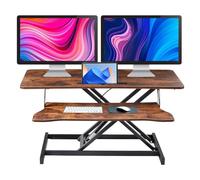 Convertisseur de bureau debout de 96,5 cm réglable en hauteur pour poste de travail assis-debout, double moniteur et ordinateur portable avec large plateau pour clavier, pour la maison, l'école