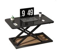 Convertisseur de bureau debout réglable 7 hauteurs assis-debout - Station de travail ergonomique - Noir et finition bois - Taille compacte - 60 x 34 cm