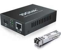 Convertisseur de média Gigabit Ethernet,convertisseur de média à fibre optique de port SFP 1,25G,convertisseur de média LC multimode équipé d`un module SFP-SX (850-nm,550-m@OM2OM3MMF) 1-Pack