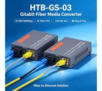 Convertisseur de média Gigabit Ethernet vers fibre optique HTB-GS-03 AB Set SC 1Gbps RJ45 Émetteur-récepteur optique Extenseur de réseau 10/100/1000M 1Pair EU Plug