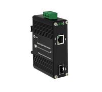 Convertisseur de médias réseau industriel Gigabit Ethernet 100/1000BASE-X SFP vers 10/100/1000BASE-T 30 W PoE+ Convertisseur de média DIN et montage mural 12-48 V CC