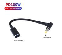 Convertisseur de prise USB Type C femelle à 100x5.5mm,connecteur adaptateur secteur pour ordinateur portable,câble de charge rapide pour chargeur d'ordinateur portable,2.5 W - Type Cable