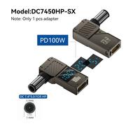 Convertisseur de prise USB Type-C vers DC, adaptateur de charge pour ordinateur portable, chargeur d'alimentation, pointe de connecteur pour Lenovo Thinkplus, HP, DELL, PD100W-7450HP