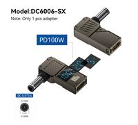 Convertisseur de prise USB Type-C vers DC, adaptateur de charge pour ordinateur portable, chargeur d'alimentation, pointe de connecteur pour Lenovo Thinkplus, HP, DELL, PD100W-6006