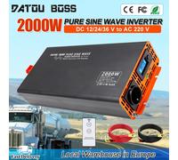 Convertisseur de puissance DATOUBOSS 2000 W, onde sinusoïdale pure CC 12 V/24 V/36 V CA 220 V, pour la maison, les camions et les voitures, avec port USB Type-C et écran LCD. 2000W output power
