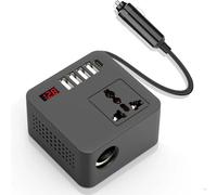 Convertisseur de puissance de véhicule 12 V 24 V à 110 V 220 V avec sortie maximale de 300 W et charge rapide USB pour ordinateur portable, téléphone portable, convertisseur de courant continu vers