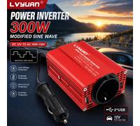 Convertisseur de puissance LVYUAN 300W, onduleur de voiture à onde sinusoïdale modifiée DC 12V vers AC 220V, adaptateur 300W de puissance de crête avec prise EU, chargeur USB, alimentation portable