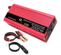 convertisseur de Puissance Onduleur Universel DC 12V 220V vers AC 220V Convertisseur 1500 W/2000 W/2600 W Prise USB Universelle Affichage LED Transformateur Solaire(1500W 12V Red A)