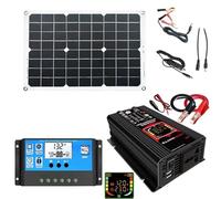 convertisseur de Puissance Système D'énergie Solaire 12V À 110V/220V Contrôleur Panneau Solaire Écran LCD Intelligent Onduleur Solaire Double Port USB Téléphones Voiture(Black 6000W-12V to 110V)