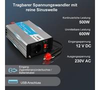 Convertisseur de tension 500W 12V 230V Onduleur 500W Sinus pur