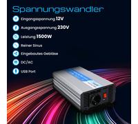 Convertisseur de tension Onduleur sinusoïdal pur 12V 230V 600W à 1200W Inverter
