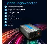 Convertisseur de tension Onduleur sinusoïdal pur 12V 230V 600W à 1200W Inverter