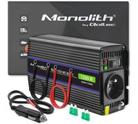 Qoltec 51925 Convertisseur de tension monolithique 1200 MS Wave |12V à 230V | 600/1200W | USB