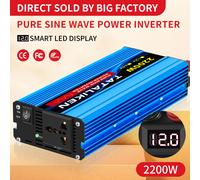 Convertisseur d'ondes sinusoïdales pures 1000W-4000W DC 12V et 24V vers AC 220V 50Hz, chargeur, adaptateur, prise universelle