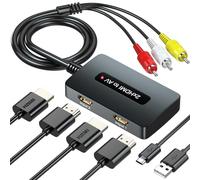 Convertisseur double port HDMI vers RCA, adaptateur 2 HDMI vers composite AV CVBS pour les anciens téléviseurs, entrée HDTV 2 ports Choisissez un pour convertir la sortie AV