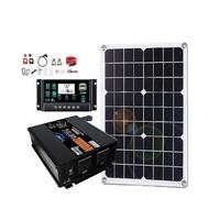 Convertisseur Ensemble Complet De Système Solaire 20000W 500W Panneau 100A Onduleur (2 Prises) 12V/24V 110V/220V pour Maison Et Camping Onduleur