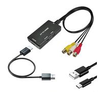 Convertisseur HDMI Vers AV Vidéo Audio Boîtier en ABS, Sortie Vidéo 1080P HDMI Vers RCA Sortie Adaptateur Composite Exclusif Plug Play Compatible Téléviseurs Moniteurs Lecteur Avec Câble (Noir)