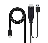 Convertisseur HDMI vers USB-C M/M 1,8 m couleur noir, avec ports HDMI et USB-C, matériau résistant, conçu pour connecter des appareils vidéo.