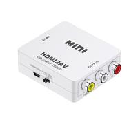 Convertisseur HDTV HDMI vers AV USB alimenté ¿ Adaptateur HDMI vers RCA 1080p avec commutateur NTSC/PAL, compatible avec Xiaomi Box, Damai Box, LeTV Box et PS5 Blanc