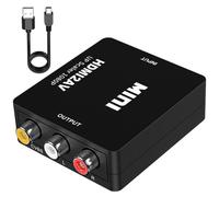 Convertisseur HDTV HDMI vers AV USB alimenté ¿ Adaptateur HDMI vers RCA 1080p avec commutateur NTSC/PAL, compatible avec Xiaomi Box, Damai Box, LeTV Box et PS5 Le noir