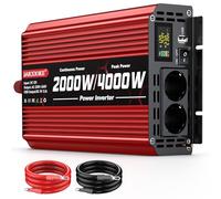 Convertisseur Inverseur 2000W 12V à 220V Modifié Sinus Onduleur Inverter, Écran LCD, Protection Surchauffe, Court-Circuit - pour Camping, Voiture, Caravane, Usage Autonome