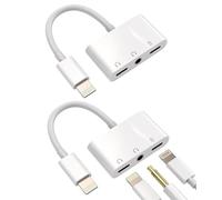 Convertisseur Lightning vers Prise Jack 3,5mm (Lot de 2) Adaptateur AUX pour iPhone Certifié pour Apple MFI pour 11 12 13 14 Pro Max 6 7 8 Plus X XR pour iPad Audio Charge Splitter de câble adaptateur