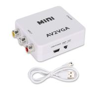 Convertisseur Mini VGA vers vidéo, convertisseur audio vidéo AV vers VGA adaptateur composite AV vers VGA décodeur TV convertisseur audio vidéo pour projecteur d'ordinateur (blanc)