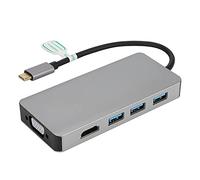 Convertisseur Multifonction Type-C, hub de Station d'accueil avec Ports VGA, HDMI et USB 3.0 x3, Adaptateur vidéo HD 4K en Alliage d'aluminium pour MateBook