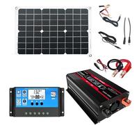 Convertisseur Onduleur 12V vers 110V / 220V 230V Onde Sinusoïdale 300W Crête 4000W + Kit Panneau Solaire 18W + Contrôleur De Charge 30 A Power Inverter(Black 12V to 110V)