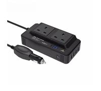 Convertisseur Onduleur Portable 12v À 220v avec 4 Ports USB Chargeur Allume-Cigare Adaptateur Secteur(UK Plug)