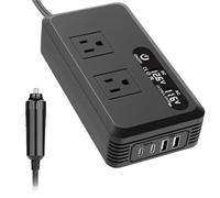 Convertisseur Onduleur Portable Monté sur Voiture Transformateur Tension USB Puissance 200W DC 12V À AC 110V/220V Conversion USB Clip Batterie(CX200W-110V-US)