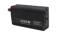 Convertisseur Onduleur Puissance Crête 2000 W DC 12 V/24 V vers AC 220 V Chargeur Portable Automatique Prise Universelle À Onde Sinusoïdale Modifiée Convertisseur Pur Sinus(12V 220V Black)