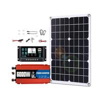 Convertisseur onduleur Voiture Kit Solaire 6000W/650W, Panneau Système Hors Réseau + Contrôleur + Onduleur 12V À 110V 220V pour Camping-Car Domestique(220V Solar kit)