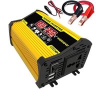 Convertisseur Onduleurs Puissance Portables pour Voiture 12 Volts DC À 110/220 Volts Transformateur 4000W Onde Sinusoïdale Modifiée Double Affichage USB(A DC12VoltxToxAC220Vol)