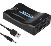 Convertisseur Péritel-HDMI Scart vers HDMI Adaptateur Vidéo Audio Adaptateurs 1080P/720P HD Support PAL NTSC SECAM pour PS4 PS3 TV DVD-Noir