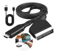 Convertisseur Péritel vers HDMI, Adaptateur Peritel vers HDMI avec Câble HD 1080p/720p Adaptateur Audio Vidéo Péritel Tout en Un Câble Péritel versHDMI pour HDTV STB VHS Xbox PS3 Sky DVD Blu-ray