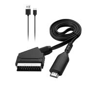 Convertisseur péritel vers HDMI de 1 m avec commutateur 720p/1080p, entrée péritel vers sortie HDMI avec câble adaptateur USB de 50 cm, connexion pour lecteur DVD à TV, VHS, Xbox, PS3, projecteur et